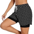 thumbnail image 4 of SAWOBUUN Women Polka Dot Running Shorts High Waist Athletic Casual Loose Elastic Drawstring Shorts with Lining, 4 of 6