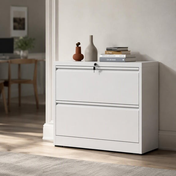2-Drawer Lateral File Cabinet 35.4" Wide, Heavy-Duty Steel Locking Storage for Home Office, Anti-Tip Interlock, Holds Letter/Legal/A4 Files