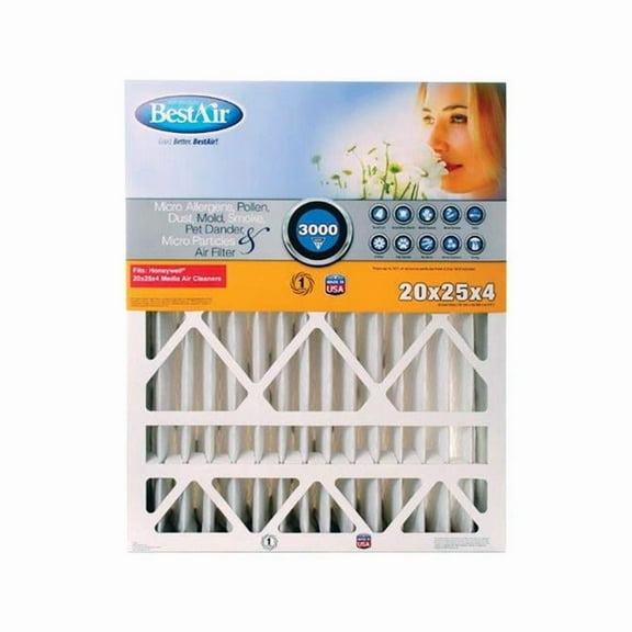 Bestair  20 x 25 x 4 in. Pleated Air Filter- pack of 3