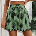 thumbnail image 2 of Gsakboxl Linen Pants Women High Waisted Wide Leg Printed Shorts Tie Drawstring Baggy Lightweight Cotton Graphic Summer Beach Casual Shorts XXL, 2 of 4