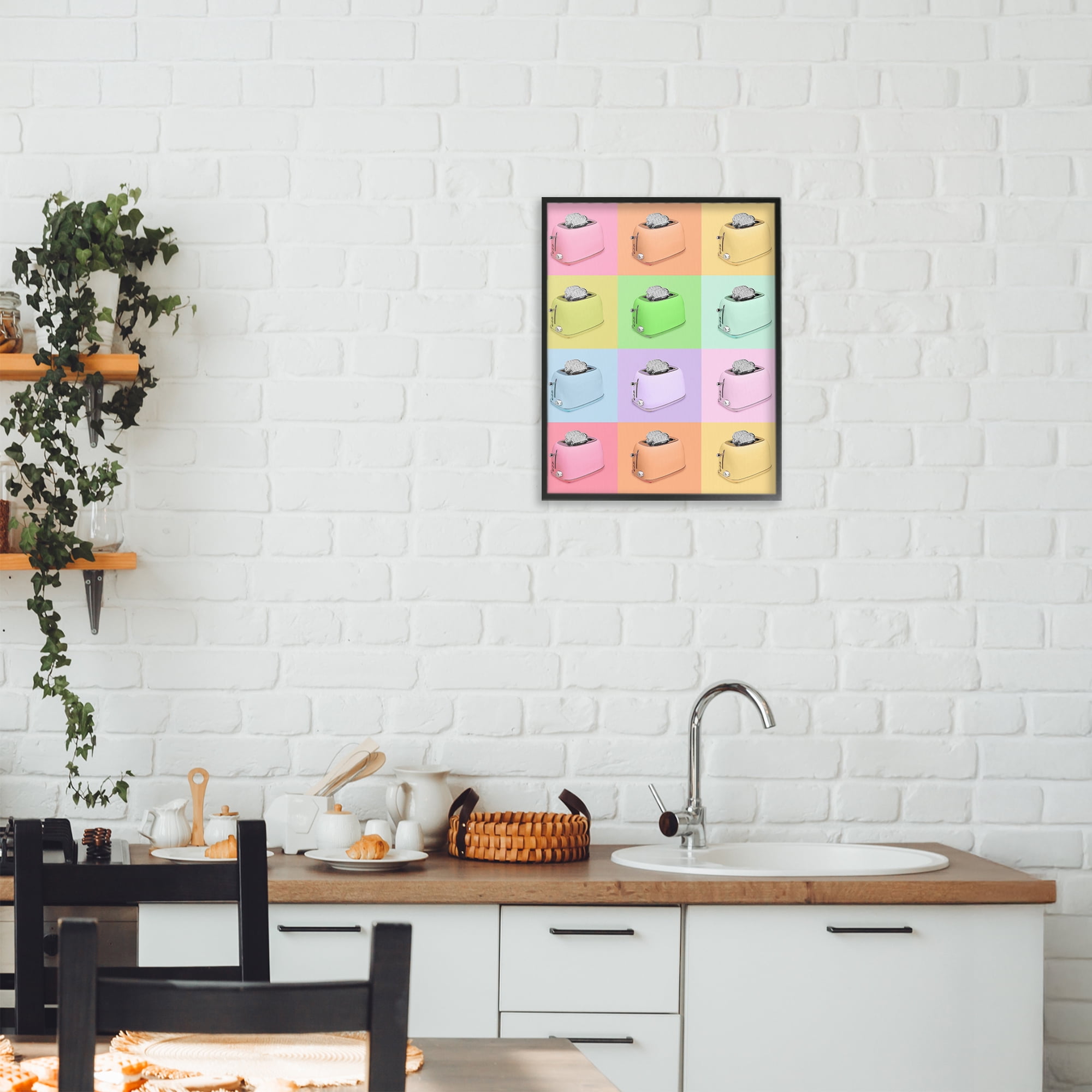 Stupell Industries Disco Toaster Oven Collage Black Framed Giclee Art, design by LISH Creative