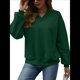 thumbnail image 2 of Sudadera con Capucha para Mujer, de Gran Tamaño, con Cuello en V, Informal, Cómoda, Básica, Moda de Otoño 2025. Verde L, 2 of 10