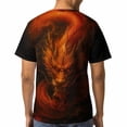 thumbnail image 4 of LAOLIUSN Men’s Dragon T Shirt 3D All Over Print Graphic Tee, Dark Fantasy Fire Dragon Face with Glowing Eyes, Short Sleeve Crewneck Streetwear Shirt S-4XL, 4 of 7