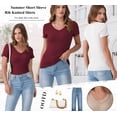 thumbnail image 6 of ANRABESS Women Short Sleeve V Neck Ribbed Knit Fitted Shirts Basic Tees Tops 2026 Summer Casual T-shirts Going Out Outfits Royal Blue X-Small, 6 of 10