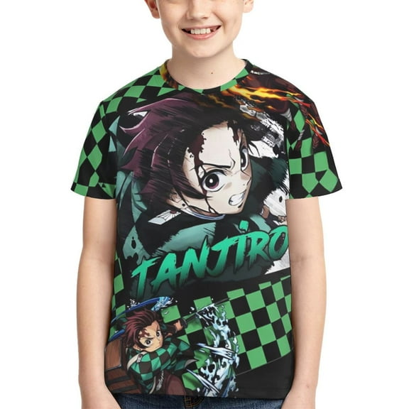 Demon Slayer Tanjiro Kamado Kids T-Shirt 3d Printed Graphic T-Shirts Boys And Girls Short Sleeve Shirts For Youth Kids X-Small