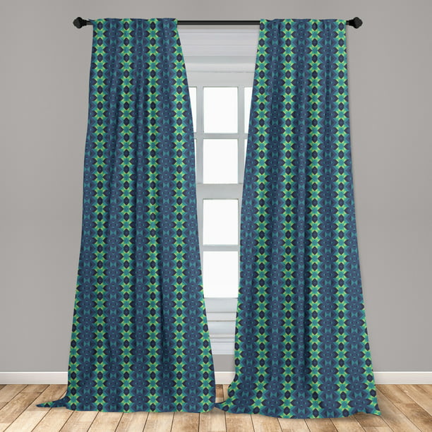 Blue And Green Curtains 2 Panels Set, Teal Green Curtains For Living Room