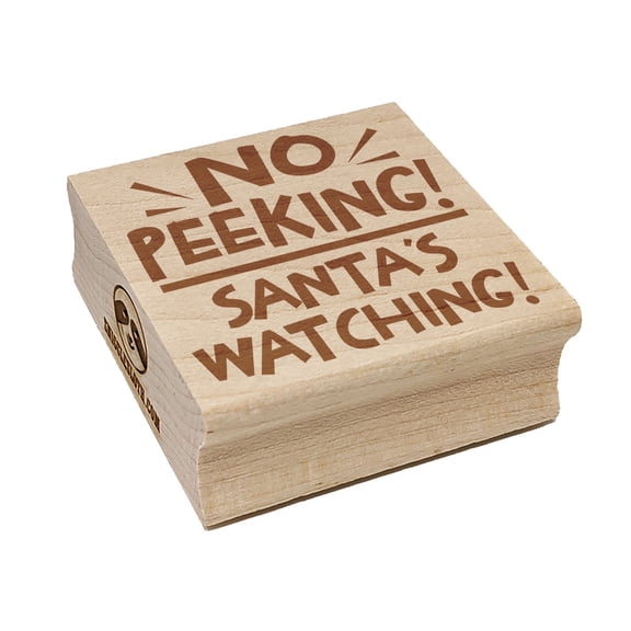 No Peeking Santa's Watching Christmas Square Rubber Stamp Stamping Scrapbooking Crafting - Small 1.25in