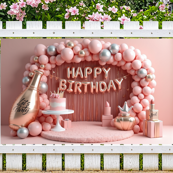 Balloon Decoration Banner Cake Decoration Party Backdrop Crown Decoration for Birthday Party Kids Celebration Indoor Decoration