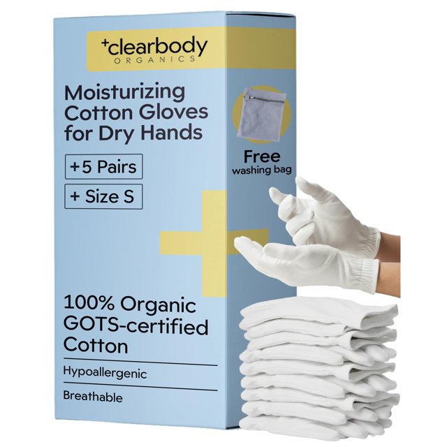 Guantes de algodón orgánico hidratantes Clearbody Organics talla S