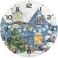 thumbnail image 5 of SKYSONIC Christmas House Wall Clock 10 Inch Silent Non Ticking Round Clock Oil Painting Clock Easy to Read Clock for Living Room Bedroom Bathroom Home Decor, 5 of 7