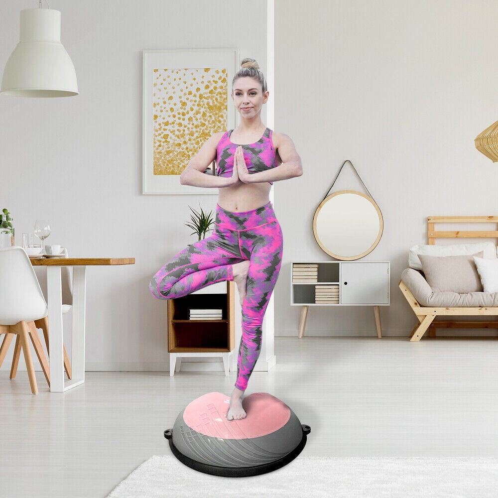 Balance Ball Balance Trainer 660Lbs Weight Capacity 23" Half Ball with Resistant Band, Anti Burst Design, Anti-Slip Surface for Home Gym Core Ab Training Yoga Fitness Stability Workout with Foot Pump