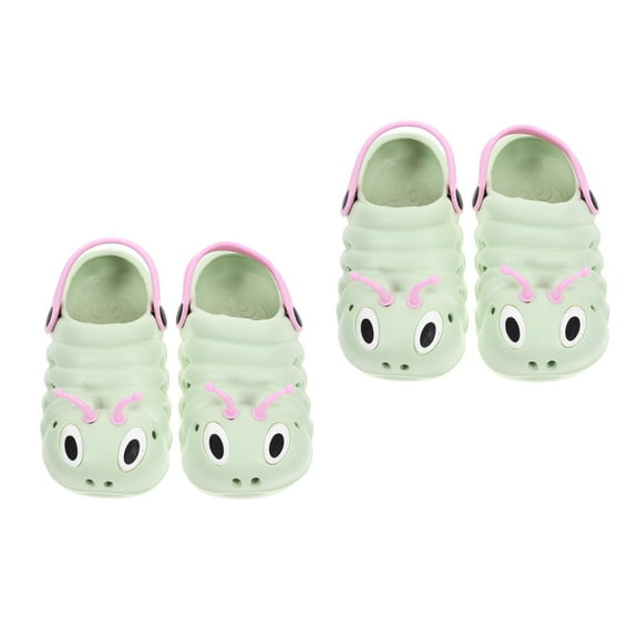 Masteelf 2 Pairs Caterpillar Beach Non-slip Shoes Cartoon Summer Sandals Cool Slipper for Boys Girls (Green Size 26 Length 15.5cm)