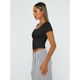 thumbnail image 3 of Top corto Trendy Queen de cuello cuadrado, doble capa, negro, 3 of 6
