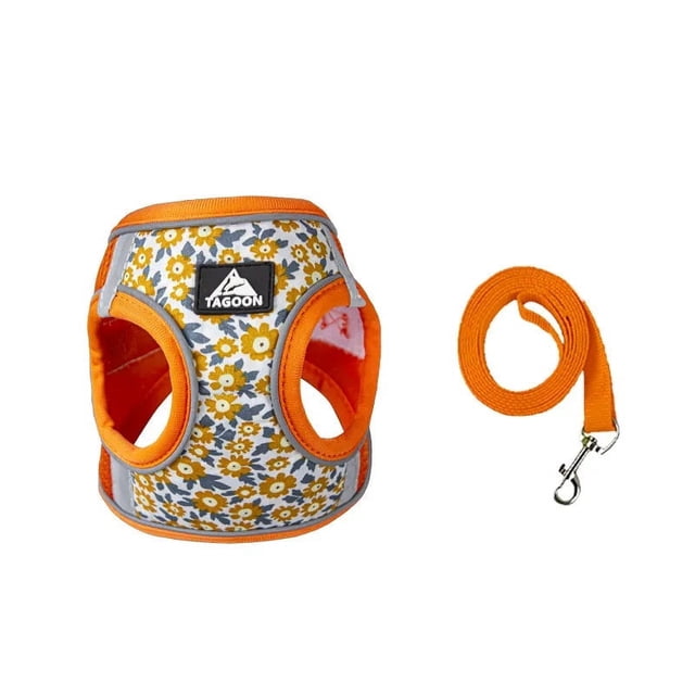 Tension-free Flower Pet Dog Harness Leash Set Adjustable Puppy Cat Harness Vest Puppy Akita Reflective Dog Leash ShopWise Round