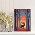 thumbnail image 2 of Toile Murale Coucher de Soleil sur Forêt de Cerfs 15,75 X 11,81 Pouces, 2 of 8
