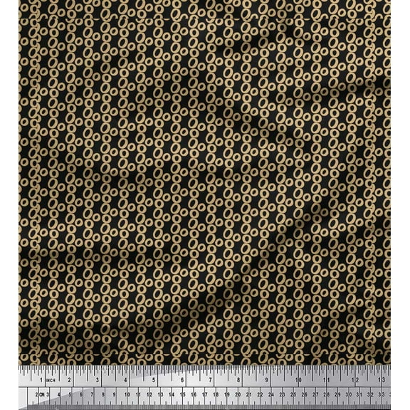 Soimoi Black Cotton Duck Fabric Small Circle Geometric Print Fabric by Yard 42 Inch Wide