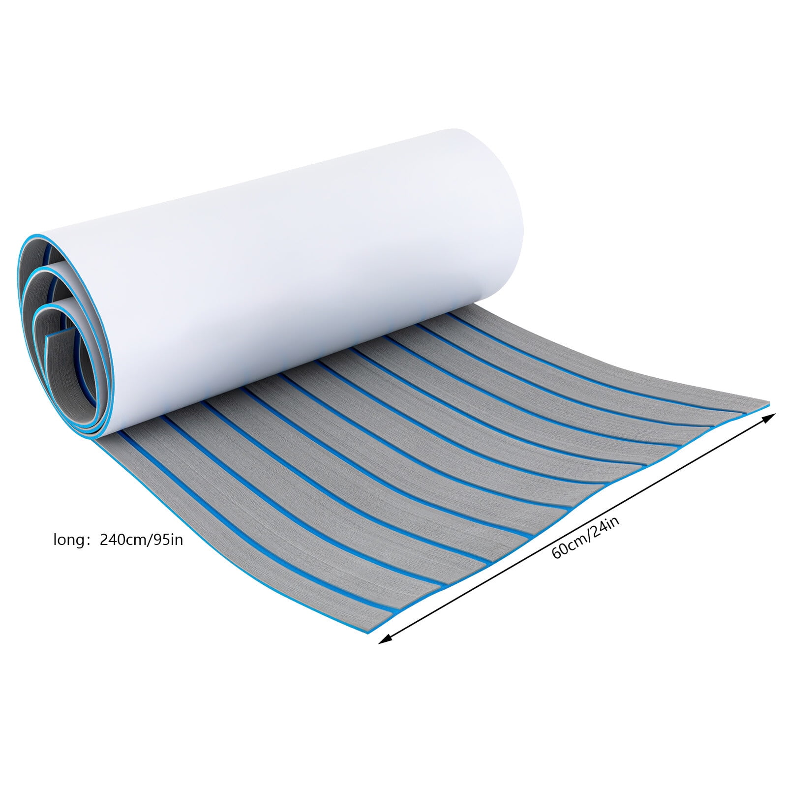 Boat Flooring EVA Foam Decking Sheet Faux Teak Marine Mat Marine Carpet Cooler Tops Seating Non-Slip Self-Adhesive Flooring Material for Motorboat RV Yacht Kayak Swimming Pool 95" x 24"