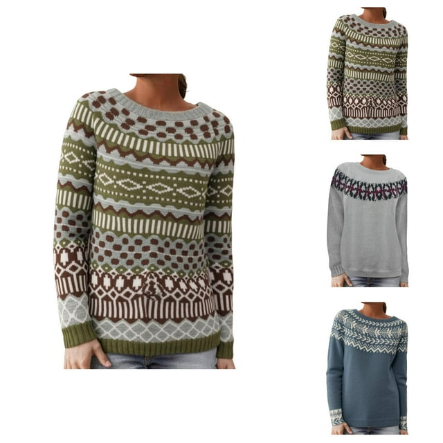 Chandails pour Femmes 2025 Hiver Tendance Décontracté Ample à Manches Longues Tricoté Chandail Haut