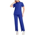 thumbnail image 1 of Nuoqisi Pantalon Utilitaire à Fermeture Éclair Sécurisée pour Femmes et Uniforme de Service à Manches Courtes Col en V - Ensemble de Travail Deux Pièces avec Rangement Amélioré pour les Tâches Actives et Pratiques au Quotidien, 1 of 4