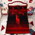 thumbnail image 5 of meiyoeat Red Black Monogram L King Sheets For Boys,Gradient Initial Print Bedding,4-Piece1 Flat Sheet, 1 Fitted Sheet And 2 Pillowcases, 5 of 6