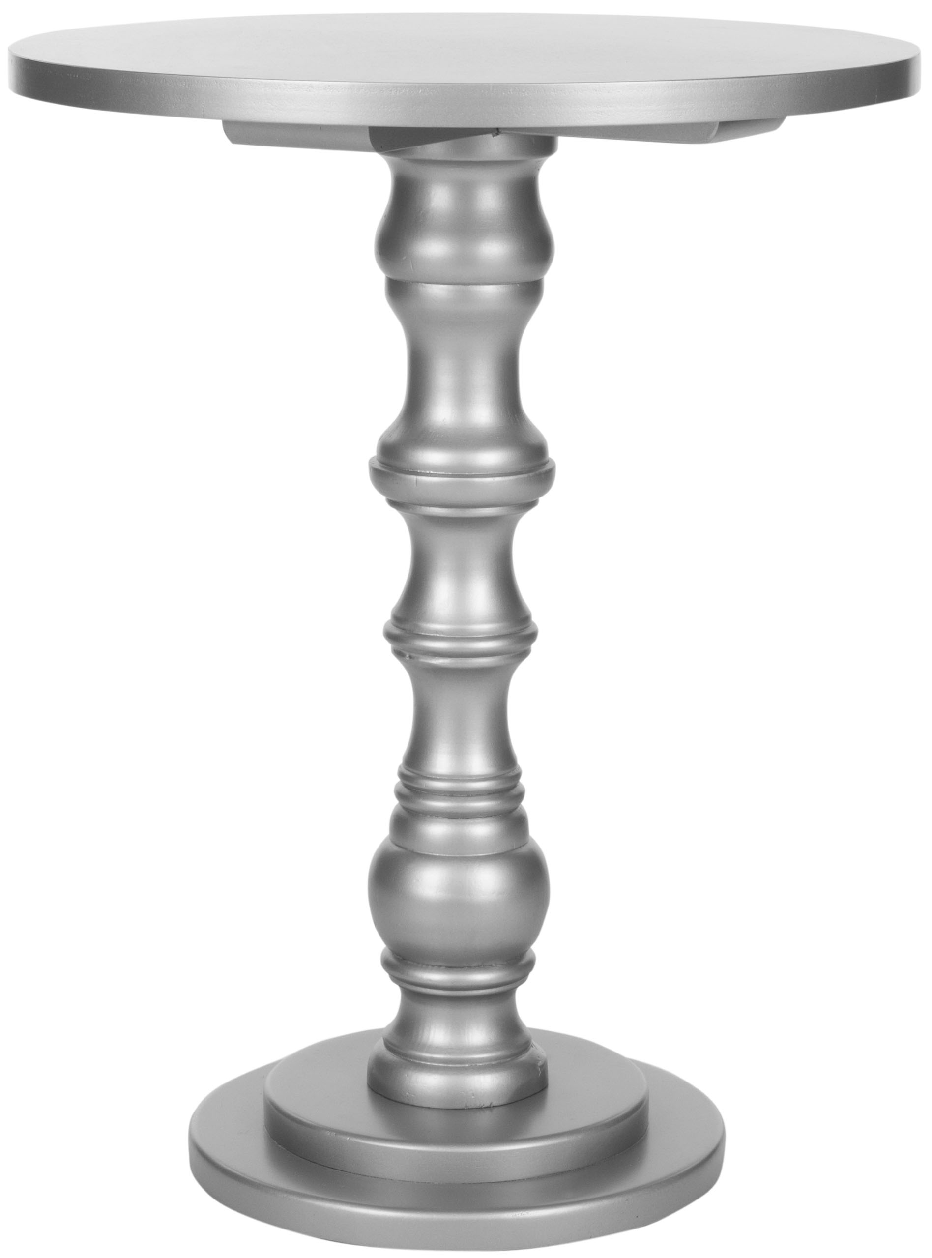SAFAVIEH Greta Solid Casual Round Top Accent Table, Silver