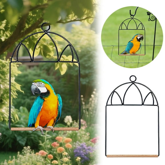 Hummingbird Swings and Perches, Metal Frame Bird Swing Black Bird Swing for Hanging Indoor, Outdoor, Bird Accessory