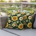 thumbnail image 4 of Vintage Sunflower Pillow Covers 2 Pack Country White Yellow Floral Green Leaf Pillowcase Waterproof Outdoor Throw Pillow Cover for Patio Garden Square Cushion 24”x24”, 4 of 9
