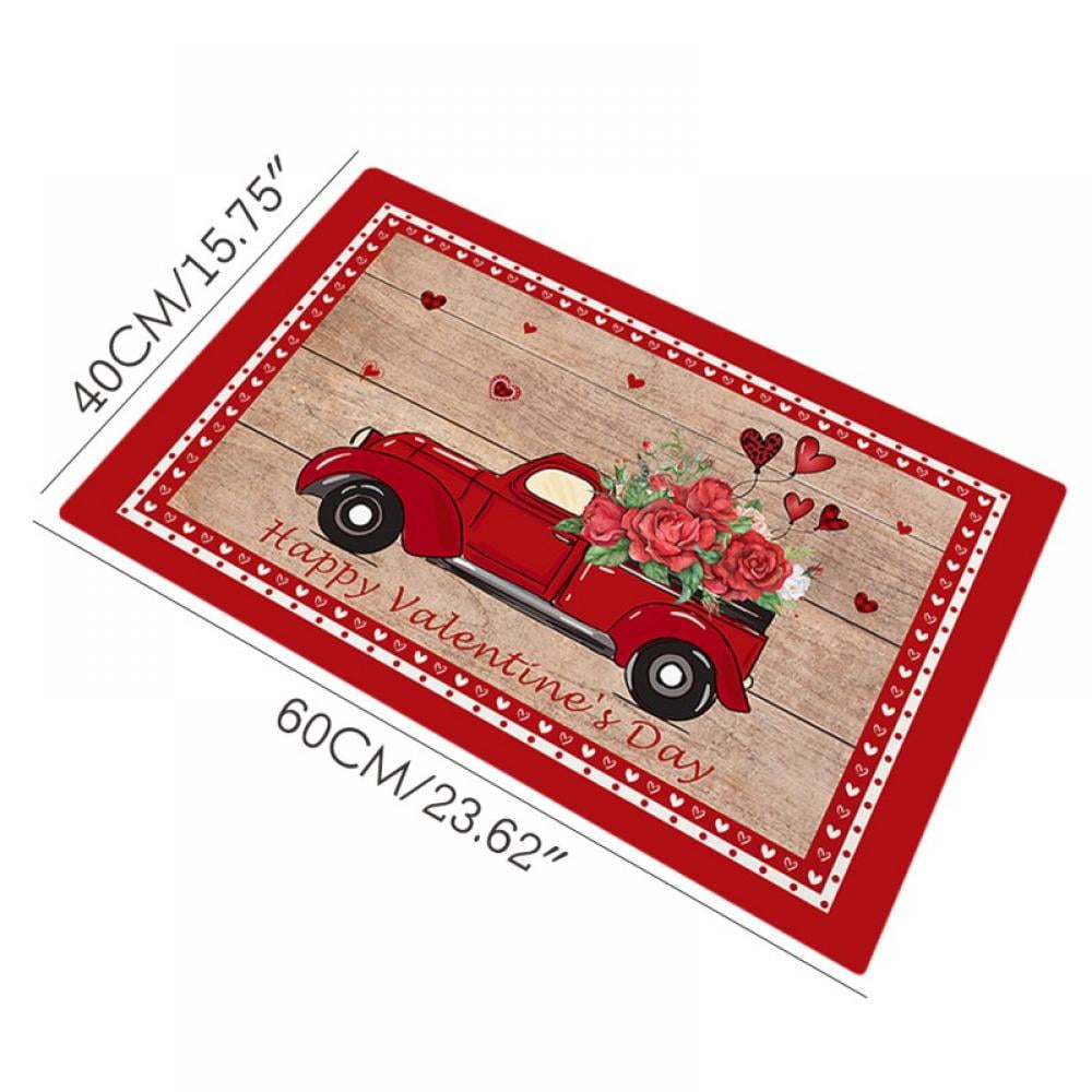 [BRAND]Delivery On Time!Valentine's Day Mat Red Truck Kitchen Mat Happy