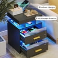 thumbnail image 5 of Modern RGB Smart Nightstand with Wireless Charging Station, USB Port - LED Nightstand Table for Bedroom Furniture - 2 Drawers & Open Storage Shelf - Home Office End Side Cabinet, Black, 5 of 8