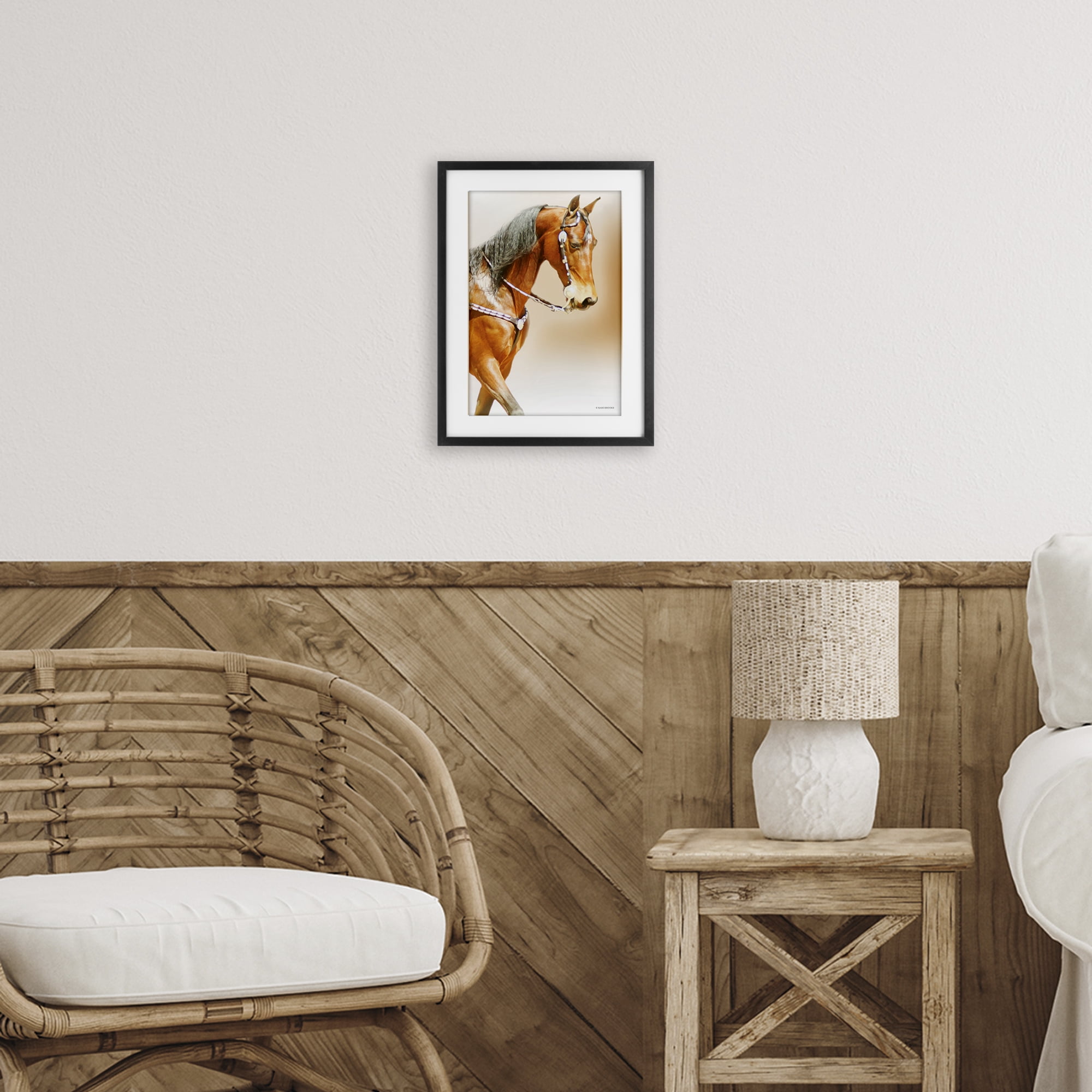 Stupell Industries Brown Majestic Horse Black Framed Print Under Glass, design by Kari Brooks