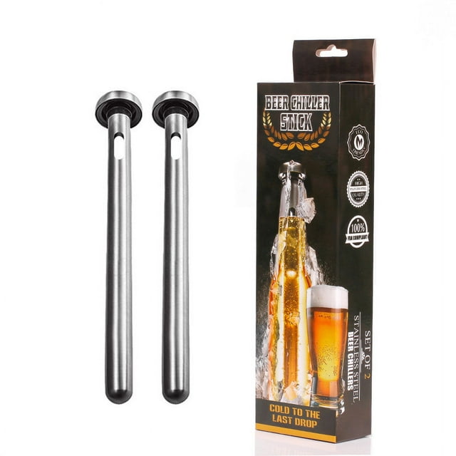 Palillos para enfriar cerveza de acero inoxidable (paquete de 2), palitos para enfriar vino, agua y bebidas para Bar, fiesta y Camping-Re