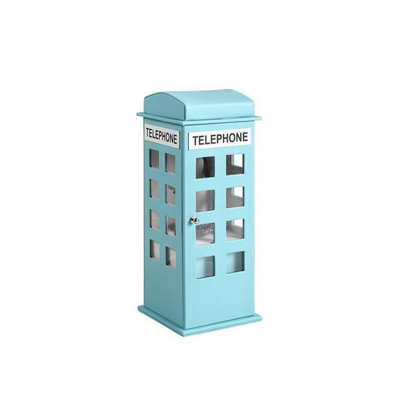 ORE international, Inc. 11.5" In British Pastel Blue Telephone Booth Leather Jewelry Box