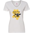 thumbnail image 3 of Inktastic Honeycomb Save the Bees Women's V-Neck T-Shirt, 3 of 5
