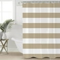 thumbnail image 4 of Tan Taupe Stripe Shower Curtain for Bathroom Hotel Quality Fabric Shower Curtains,Taupe Tan Brown Stripes Decorative Bathroom Shower Curtain Set with Hooks Small Stall Size 36" x 72", 4 of 5