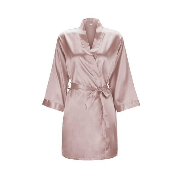Ketyyh-chn99 Womens Pajamas Set Women's Solid Color Light Bathrobe Wedding Dress Makeup Bridesmaid Dress Satin Kimono Pajamas Rose Gold,XL