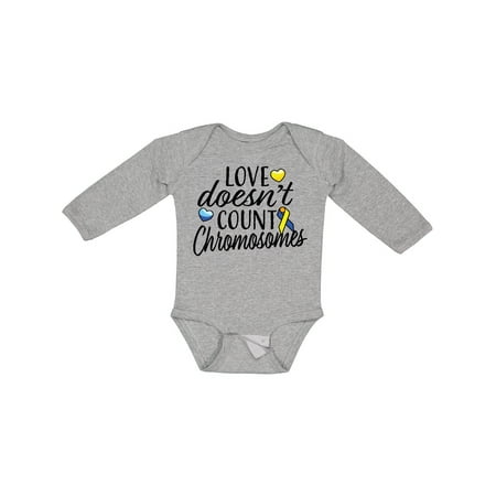 

Inktastic Love Doesnt Count Chromosomes with Yellow and Blue Ribbon Gift Baby Boy or Baby Girl Long Sleeve Bodysuit
