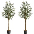 thumbnail image 1 of QinaQin Árbol de olivo artificial alto de 4/5/6 pies, planta de seda en maceta con tronco de madera y frutos realistas para decoración interior del hogar u oficina, 1 of 9