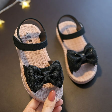 

BTJX Toddler Kids Girls Soild Bowknot Princress Shoes Soft Sole Non Slip First Walkers Prewalker Beach Shoes Sandals