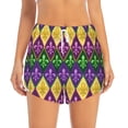 thumbnail image 2 of Fuzoiu Mardi Gras4 Print Women's Athletic Shorts, Double-Layer Running Shorts with Pocket,Women's Workout Shorts for Yoga, Gym, and Workouts-XX-Large, 2 of 7