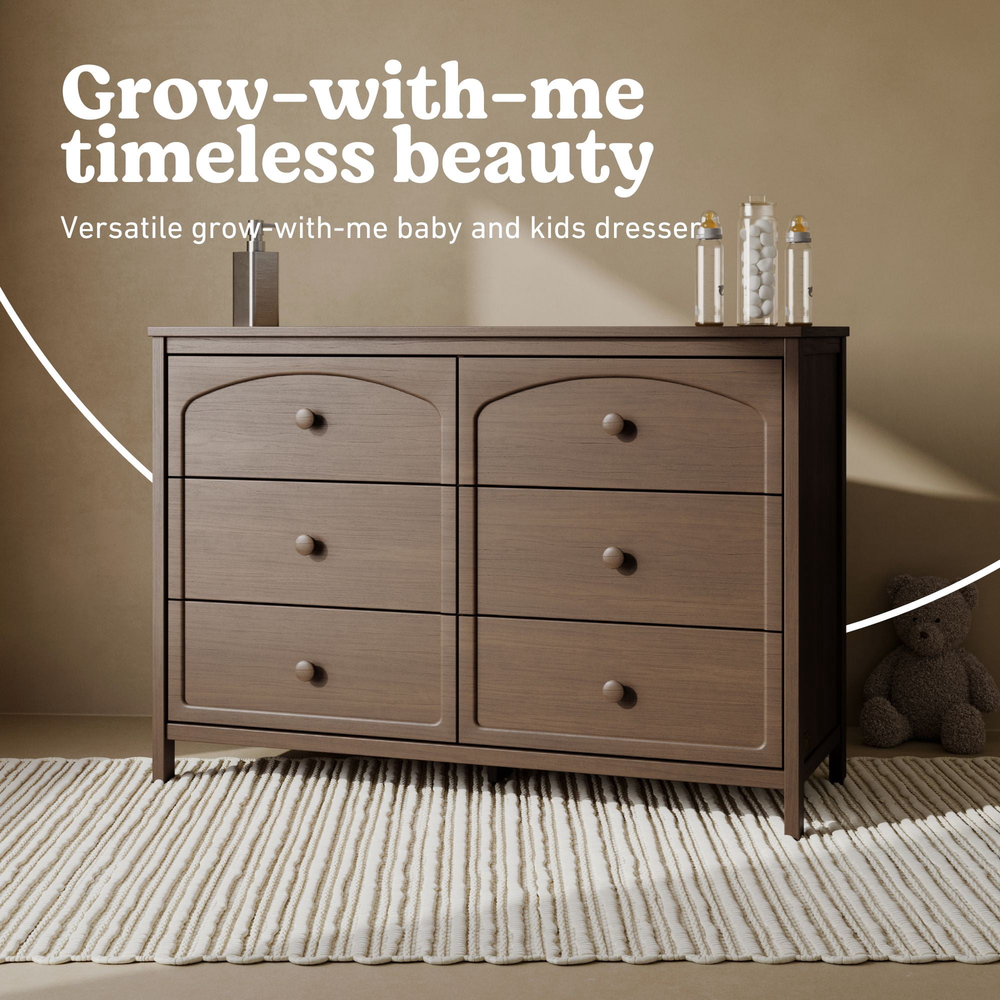 Graco Olivia 6 Drawer Double Dresser, Hazelnut
