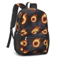 thumbnail image 2 of Basketball and Flame Black Pattern 17" School Backpacks for Teens,Waterproof Oxford Fabric,S-Shape Padded Straps for School,Travel,Hiking,Camping, 2 of 6