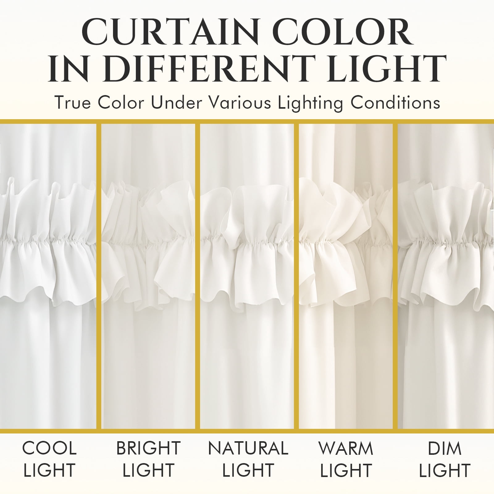 Seasonwood Ruffle Shower Curtain,Cream Tiered Fabric Bathroom Curtain for Farmhouse Decor,72 x 72 Inch