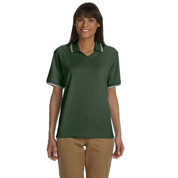 Devon & Jones Ladies' Tipped Perfect Pima Interlock Polo