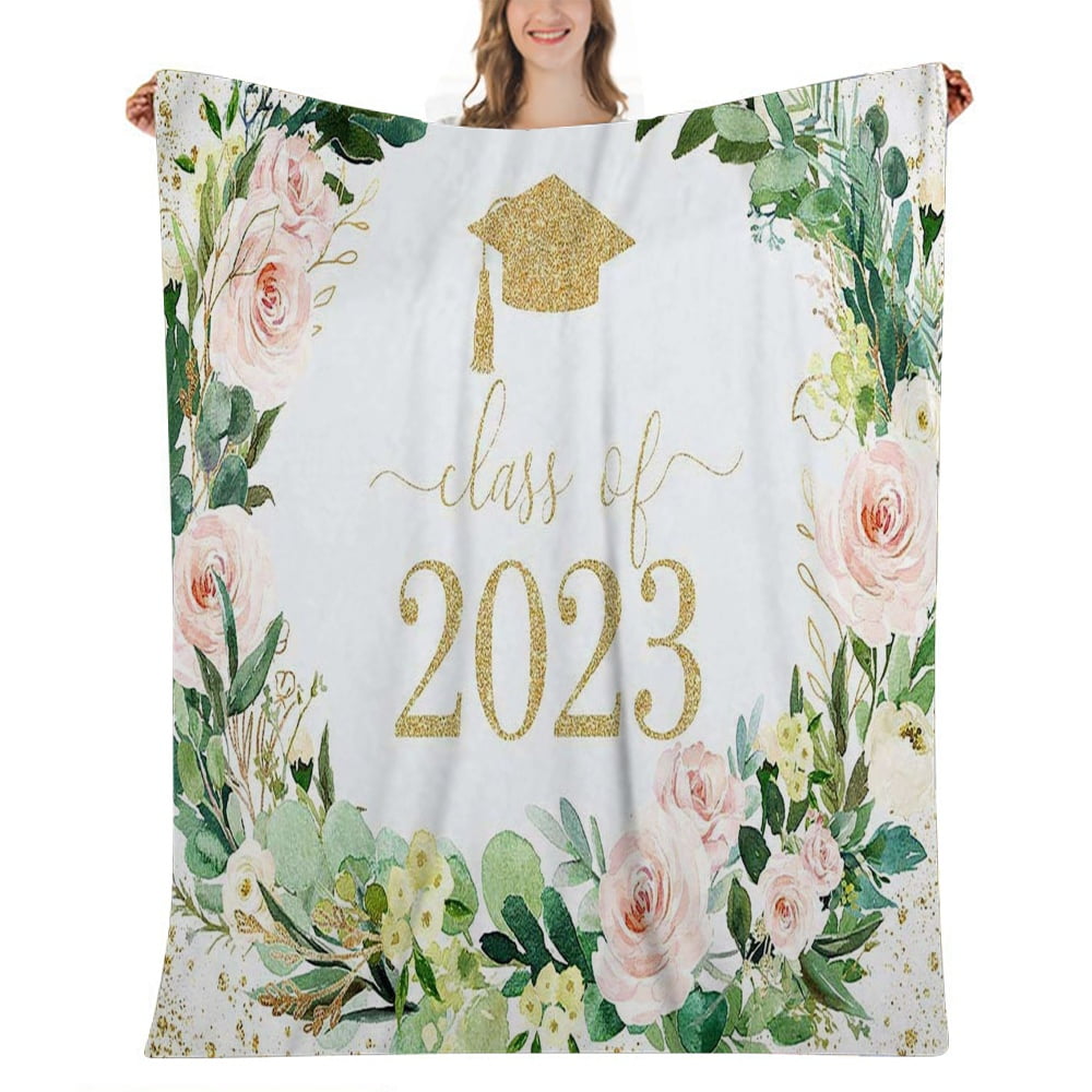 Graduation Blanket for Class of 2023, Graduate Class of 2023 Pink