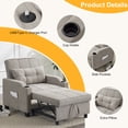 thumbnail image 4 of Ktaxon 3-in-1 Single Sofa Bed Convertible Sleeper Chair Linen Fabric Futon Sofa with Lumbar Pillow for Living Room Bedroom Office Apartment Furniture Light Gray, 4 of 12