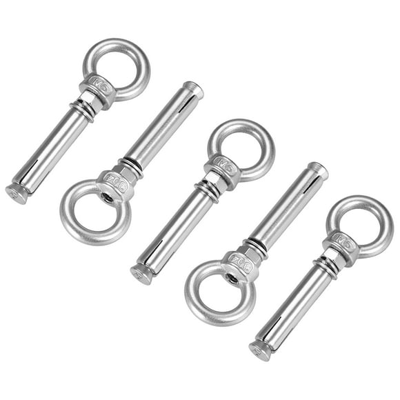 Unique Bargains M6 x 60 Expansion Eyebolt Eye Nut Screw with Ring Anchor Raw Bolts 5 Pcs