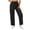 Black, variant on Women's Summer Casual Linen Drawstring Waist Pants with Pockets, Solid Color Loose Fit