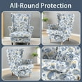 thumbnail image 4 of HonorHut 2 Pack Wing Back Chair Slipcovers Armchair Cover Stretch Wing Chair Slipcover Printed Washable Cover for Chairs Non-Slip Furniture Cover Blue, 4 of 6