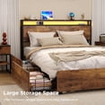 thumbnail image 5 of Bed Frame with 4 Storage Drawers & Headboard Metal Platform Bed with LED Lights USB Ports & Outlets Non-Slip Strong No Box Spring Needed, 5 of 8