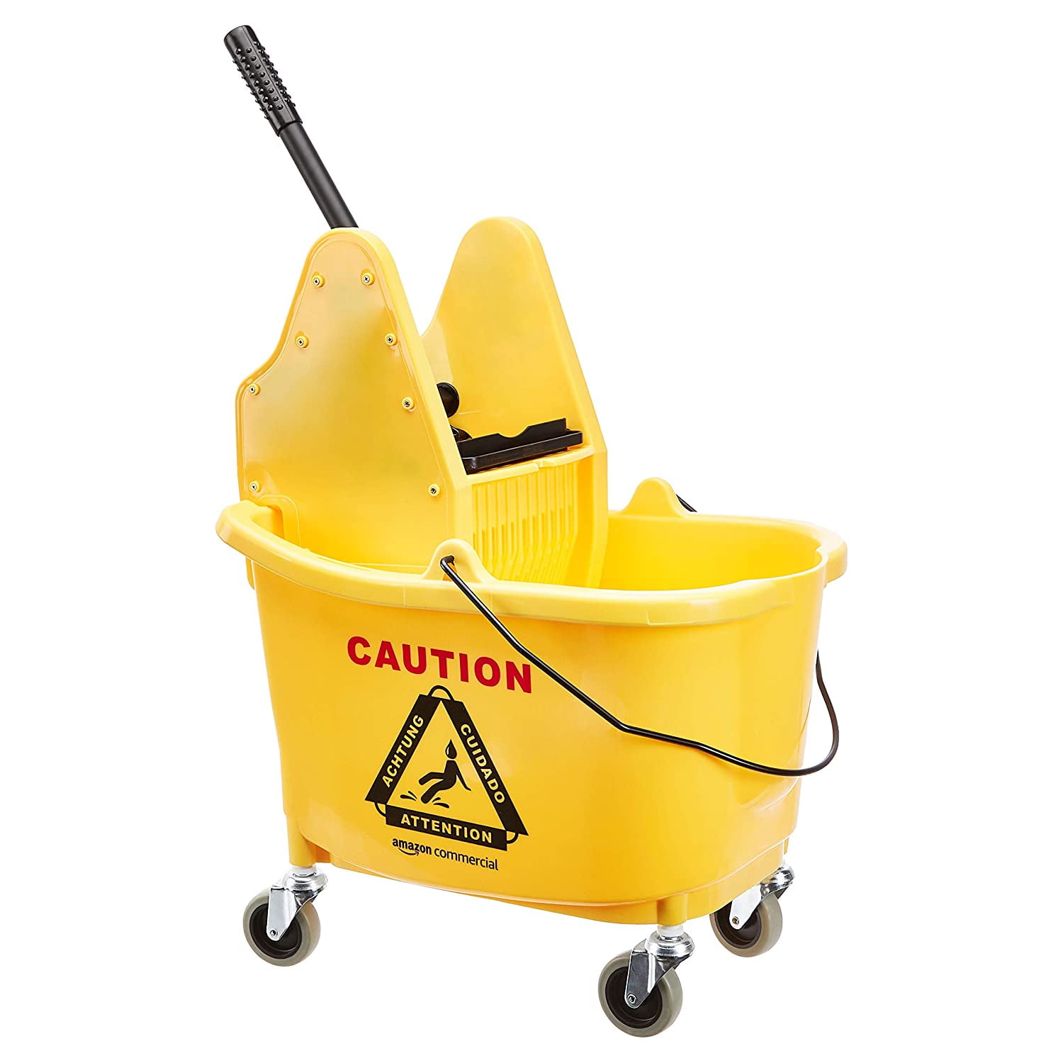 Mop Bucket & Wringer Combo Pack of 1 35-Quart Durable Plastic High Visible Yellow 